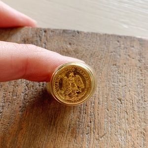 Vintage 1945 Dos Pesos Mexican Coin 14k ring